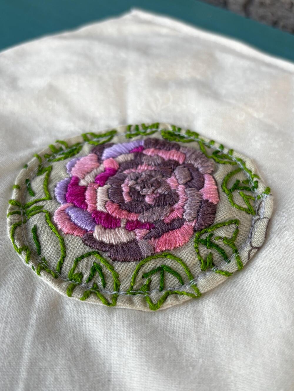 Handmade Embroidered Pot Holder: Floral Kitchen Decor